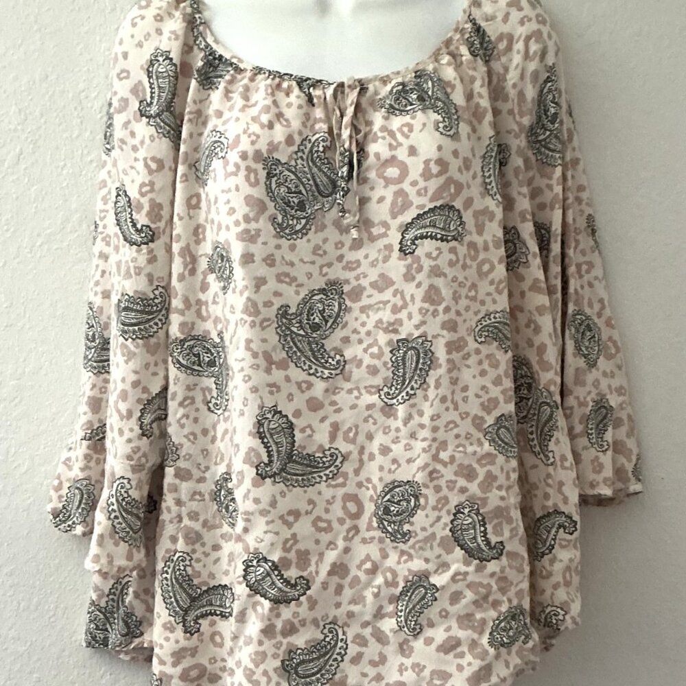 FRED DAVID PAISLEY LEOPARD PRINT PLUS TOP 1X